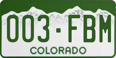 CO license plate 003FBM
