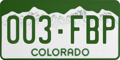 CO license plate 003FBP