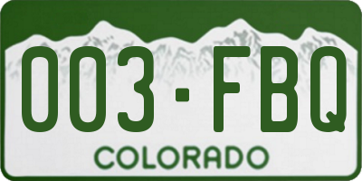 CO license plate 003FBQ