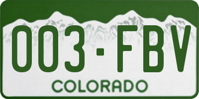 CO license plate 003FBV