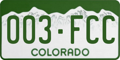 CO license plate 003FCC