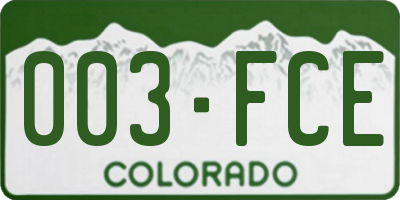 CO license plate 003FCE