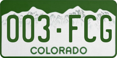 CO license plate 003FCG