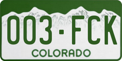 CO license plate 003FCK