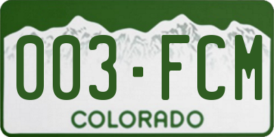 CO license plate 003FCM