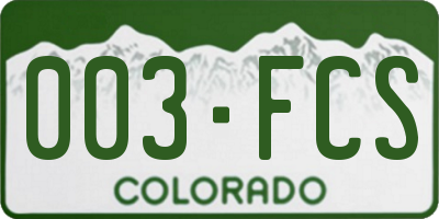 CO license plate 003FCS