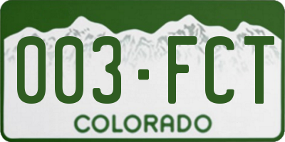CO license plate 003FCT
