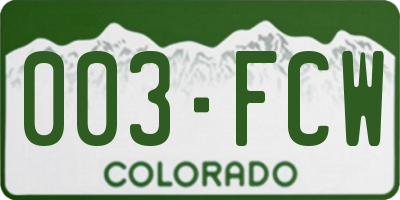 CO license plate 003FCW