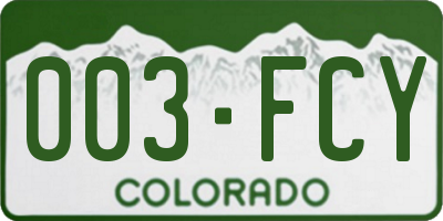 CO license plate 003FCY