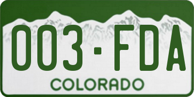 CO license plate 003FDA