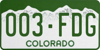 CO license plate 003FDG