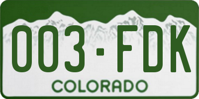 CO license plate 003FDK
