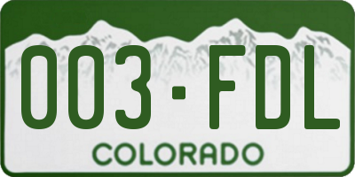 CO license plate 003FDL