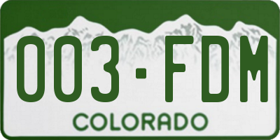 CO license plate 003FDM