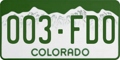 CO license plate 003FDO