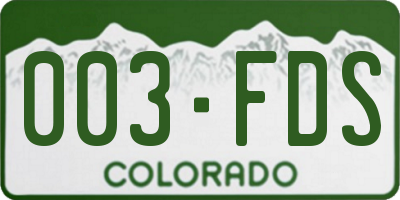 CO license plate 003FDS