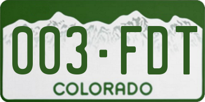 CO license plate 003FDT
