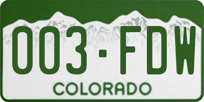 CO license plate 003FDW