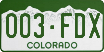 CO license plate 003FDX