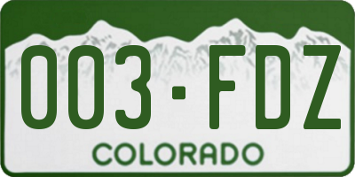 CO license plate 003FDZ