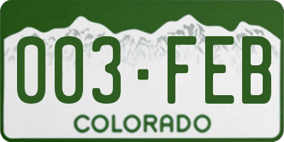 CO license plate 003FEB