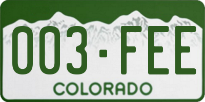 CO license plate 003FEE