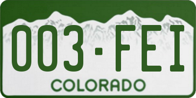 CO license plate 003FEI