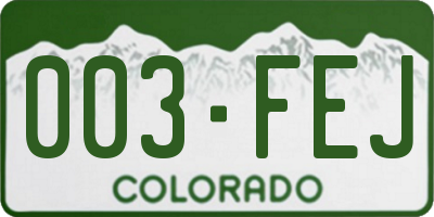 CO license plate 003FEJ
