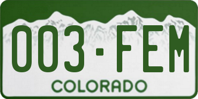 CO license plate 003FEM
