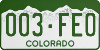 CO license plate 003FEO