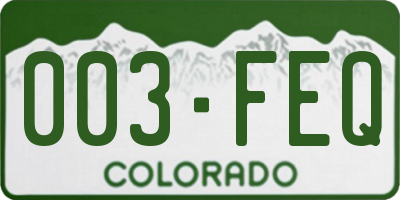 CO license plate 003FEQ