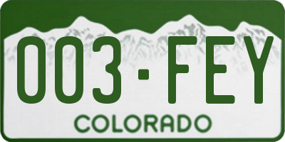 CO license plate 003FEY