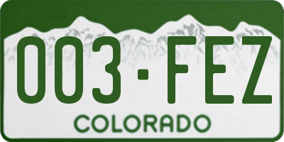 CO license plate 003FEZ