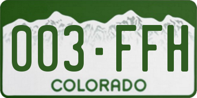 CO license plate 003FFH