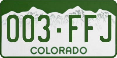 CO license plate 003FFJ
