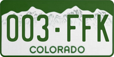 CO license plate 003FFK