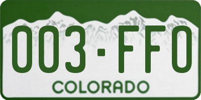 CO license plate 003FFO