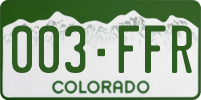 CO license plate 003FFR