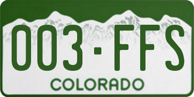 CO license plate 003FFS