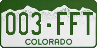 CO license plate 003FFT