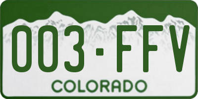 CO license plate 003FFV