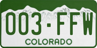 CO license plate 003FFW