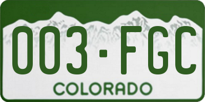 CO license plate 003FGC