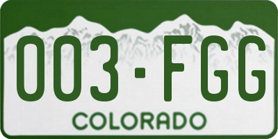 CO license plate 003FGG