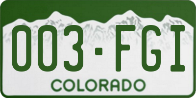 CO license plate 003FGI