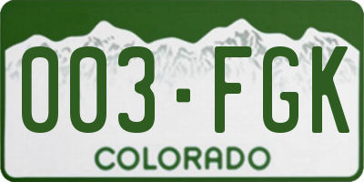 CO license plate 003FGK