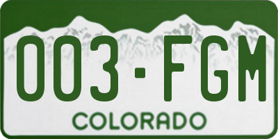 CO license plate 003FGM