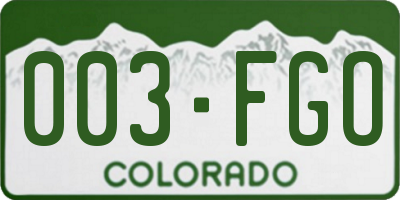 CO license plate 003FGO