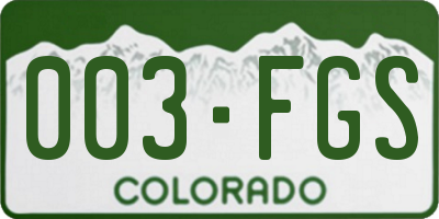 CO license plate 003FGS