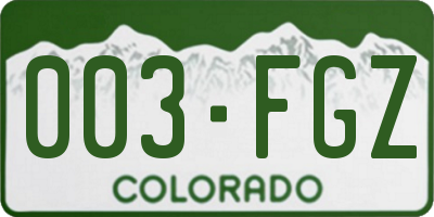 CO license plate 003FGZ